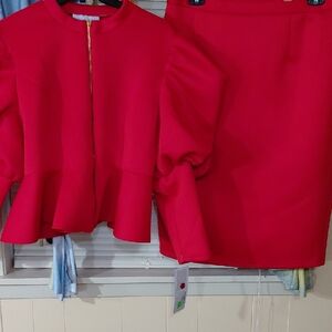 Elegant Red Women's Skirt Steller Look Size 20w New Zipper And Pup Sleve/ Skirt